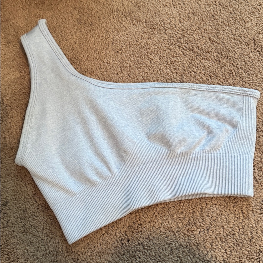 One-Shoulder Light Blue Sports Bra